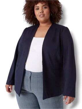 LANE BRYANT Ponte Bryant Collarless Blazer - Night Sky Blue 16